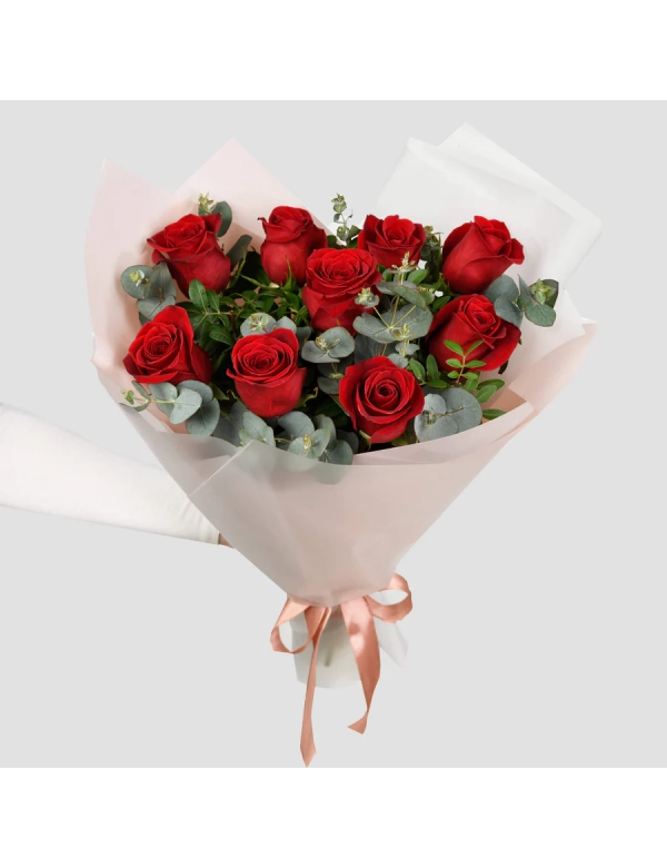 Buchet 9 trandafiri rosii 