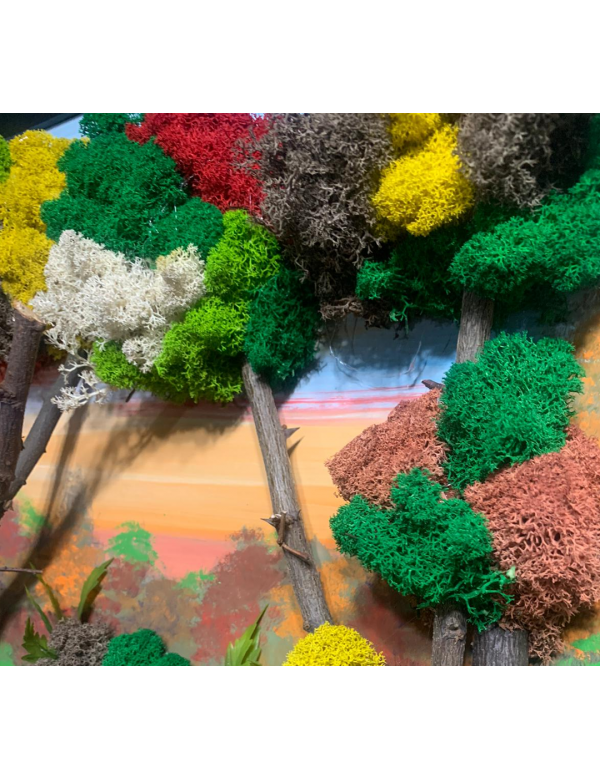 Tablou cu licheni Casuta din Padure 4