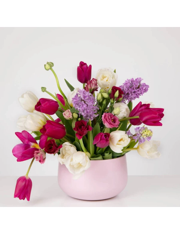Aranjament in vas ceramic roz 