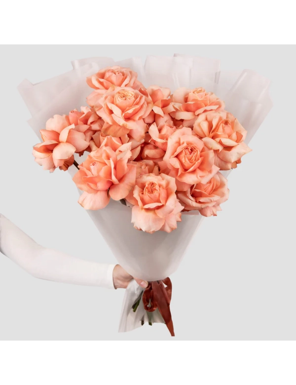 Buchet cu 15 trandafiri portocalii speciali 