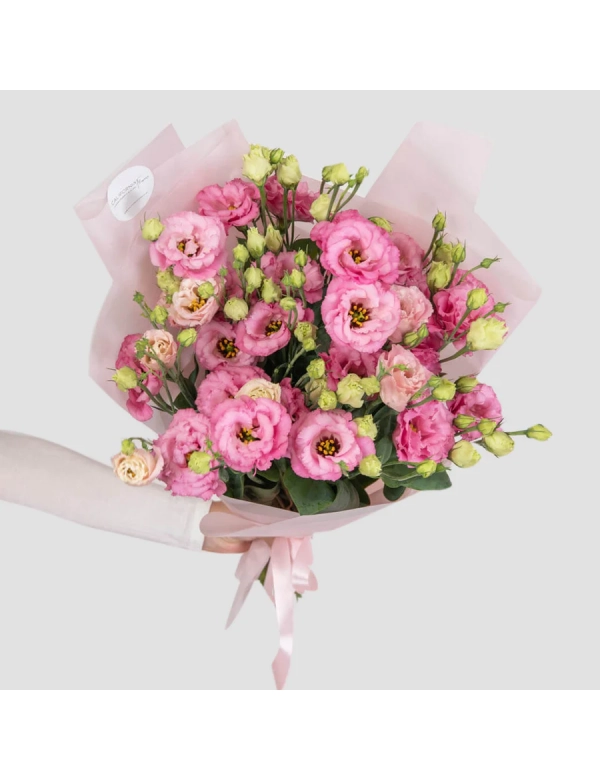 Buchet cu lisianthus roz 
